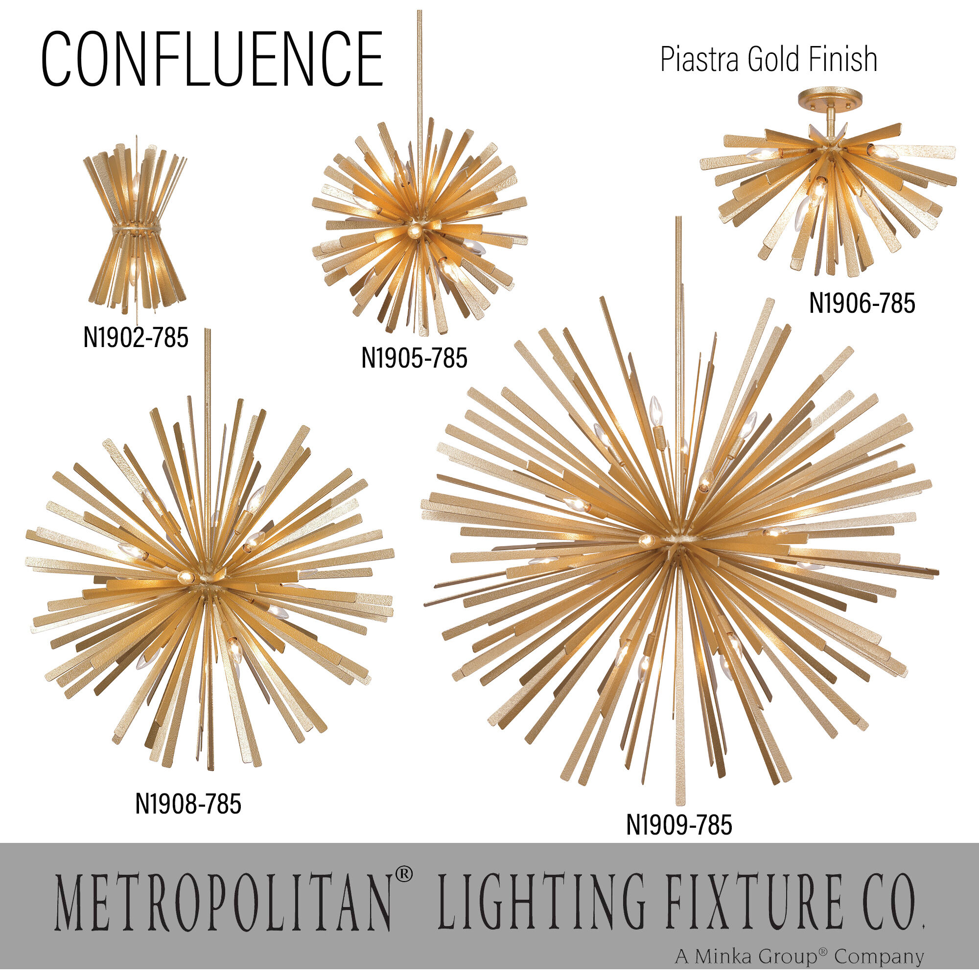 Metropolitan N1905 785 Confluence 12 Light Pendant Piastra Gold